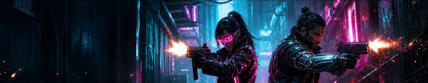NeonHallows Online — cyberpunk alley firefight